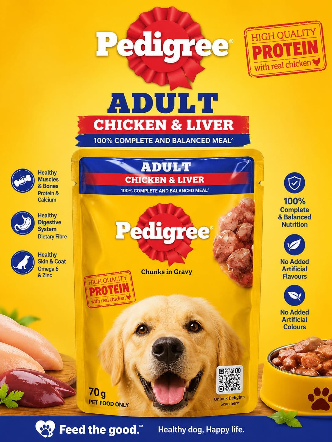 Pedigree Adult Chicken & Liver Chunks in Gravy (130 gM)