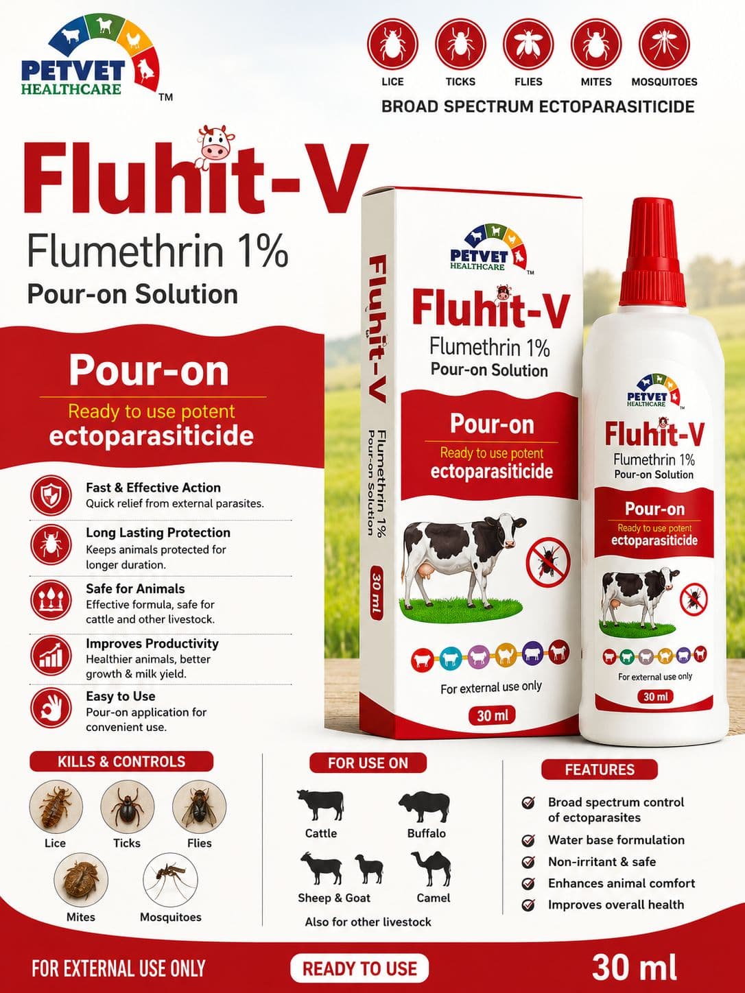 Fluhit-V Pour-on Solution