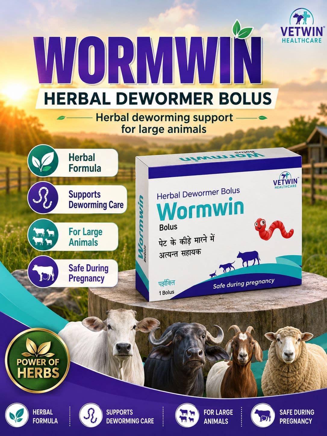 Wormwin Herbal Bolus (Deworming Ayurvedic)