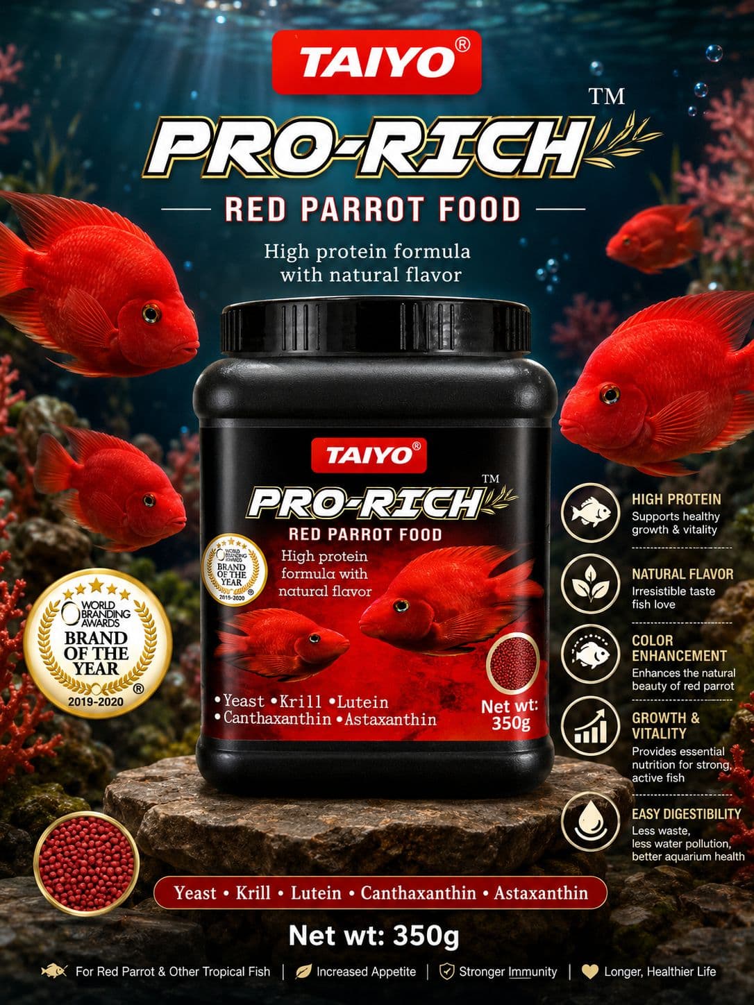 Taiyo Pro-Rich Red Parrot Fish Food