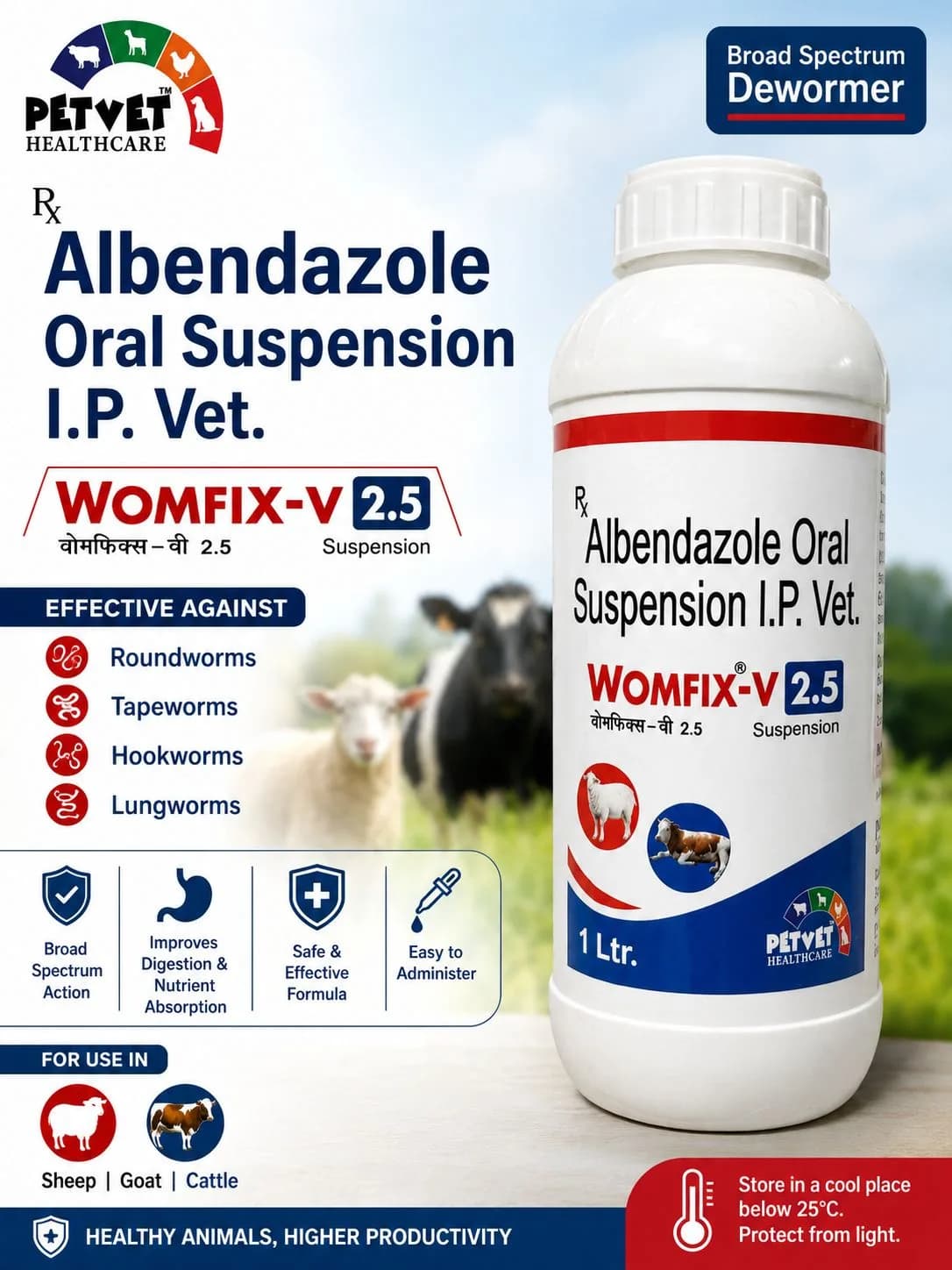 Albendazole Oral Suspension (Womfix-v 2.5)